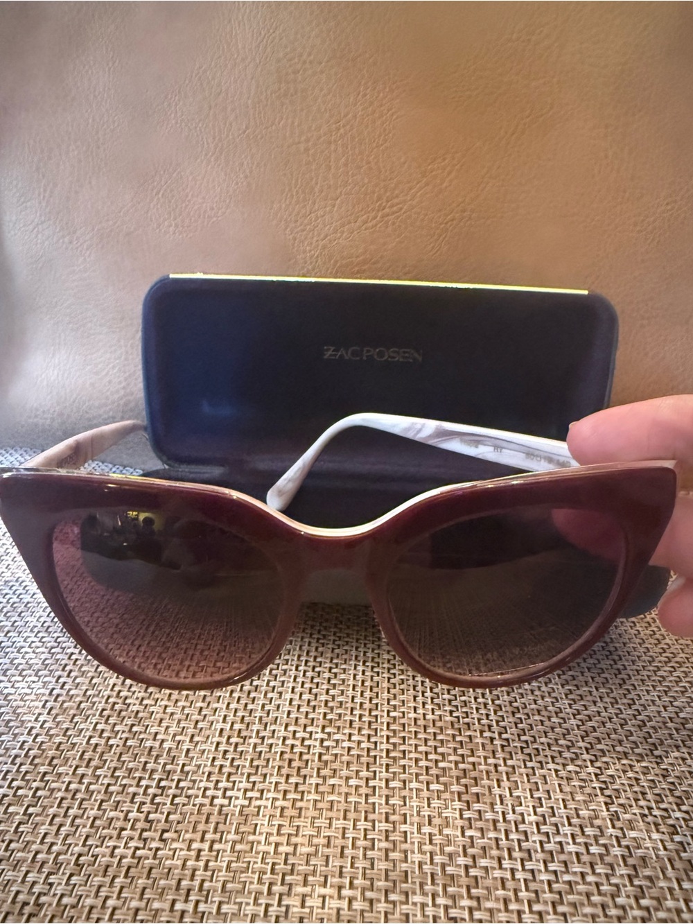 Zac Posen Wine Red Cat-Eye Sunglasses with Gradient Lenses